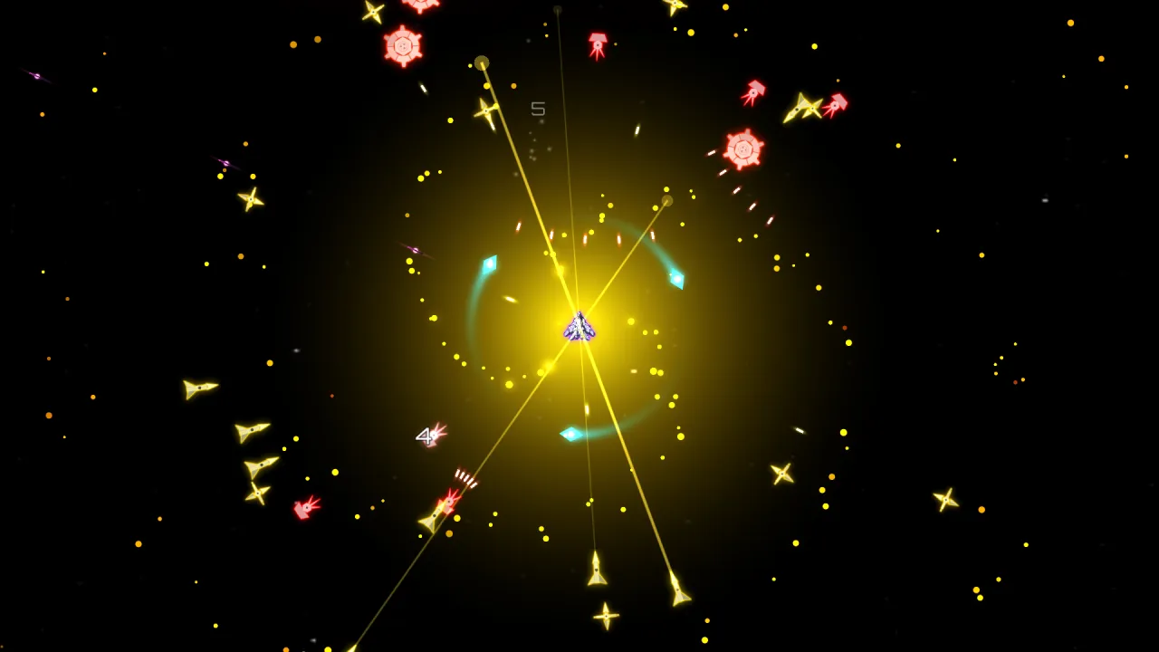 The Electricity dimension: yellow lightning strikes and Lancer beams around the ship